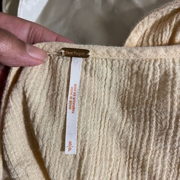 FREE PEOPLE Tie Shoulder Crop TOP Crinkle Gauze S - Picture 6 of 7